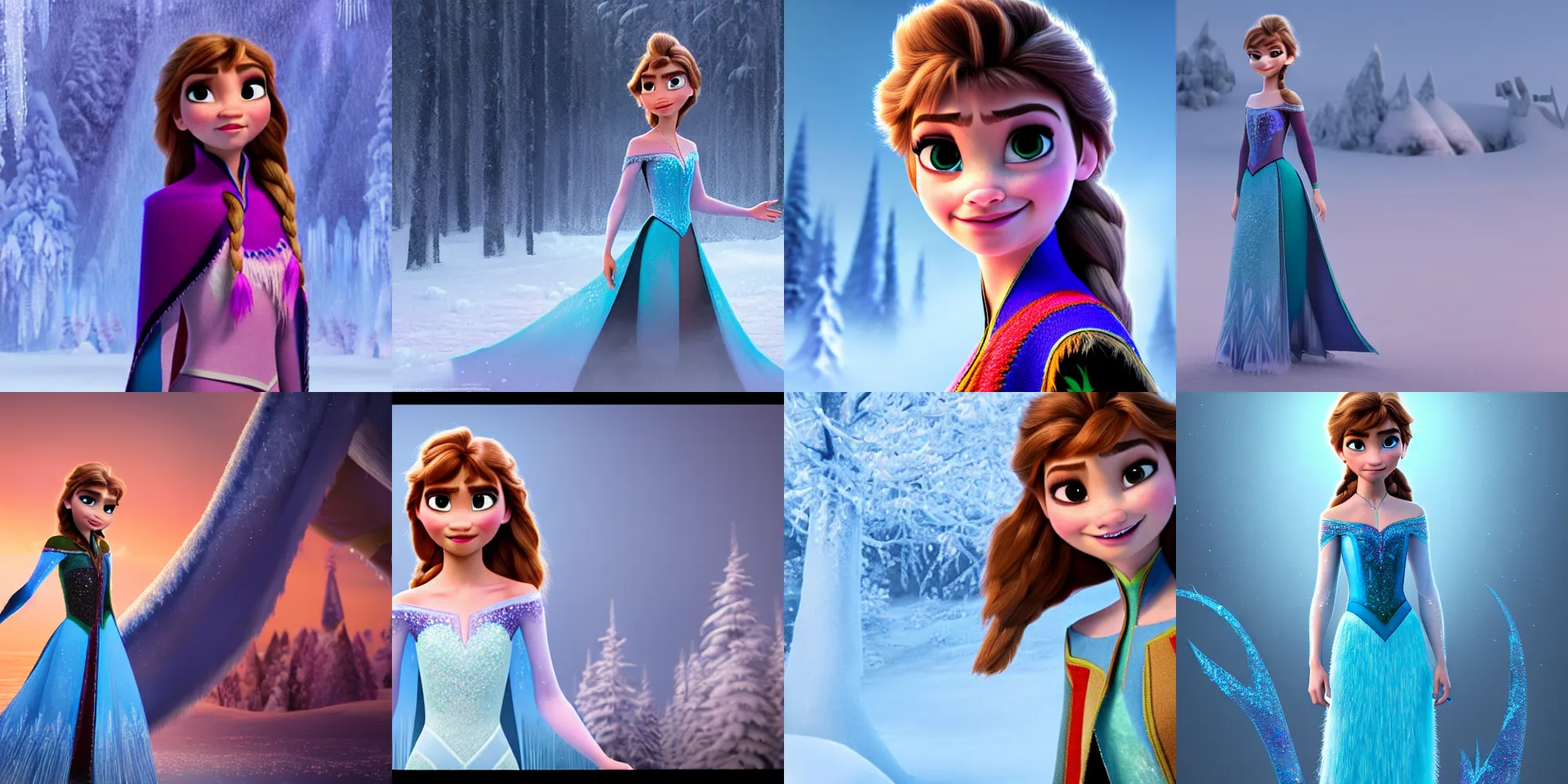 Prompt: Zendaya in Frozen Movie, High quality illustration, trending on artstation, octane render, 4k, Pixar rendering,