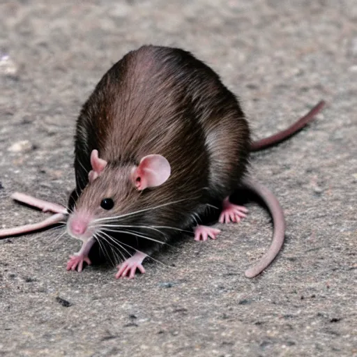 Prompt: a rat with long hair.