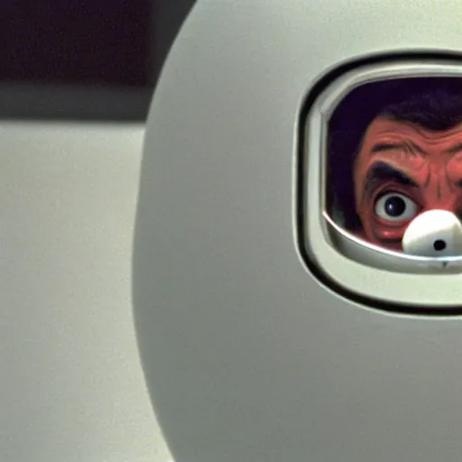 Image similar to A still of Mr Bean in 2001: A Space Odyssey