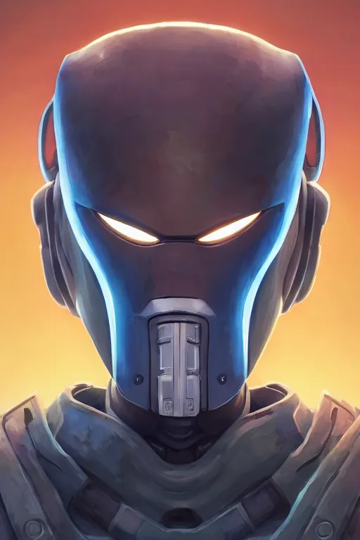 Image similar to epic mask helmet robot ninja portrait stylized as fornite style game design fanart by concept artist gervasio canda, behance hd by jesper ejsing, by rhads, makoto shinkai and lois van baarle, ilya kuvshinov, rossdraws global illumination radiating a glowing aura global illumination ray tracing hdr render in unreal engine 5