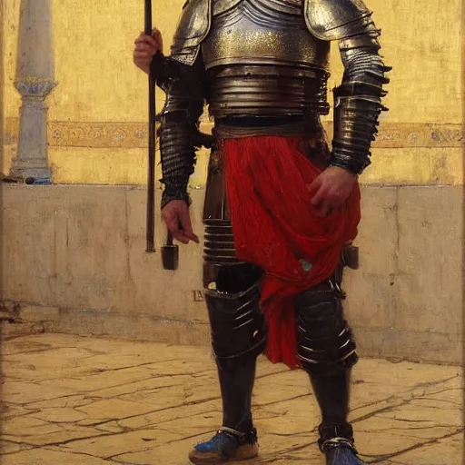 Prompt: orientalist portrait of a knight wearing plate armor standing in a market intricate artwork by john william waterhouse and Edwin Longsden Long and Theodore Ralli and Henryk Siemiradzki. trending on artstation, very coherent symmetrical artwork high detail 8k