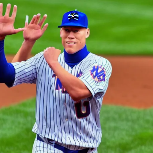 prompthunt: Aaron Judge in a NY Mets Uniform