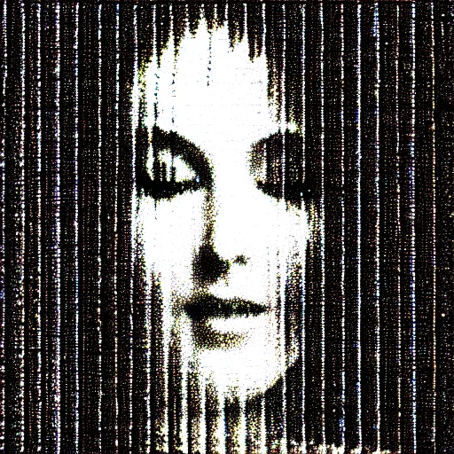 Image similar to vhs static overlay of marian apparition, vhs, 1 9 9 0, highly realistic, highly detailed, vhs noise static, black and white, vhs glitch