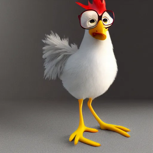 Image similar to photorealistic chicken little from the movie chicken little, award winning octane render, concept art, photorealism