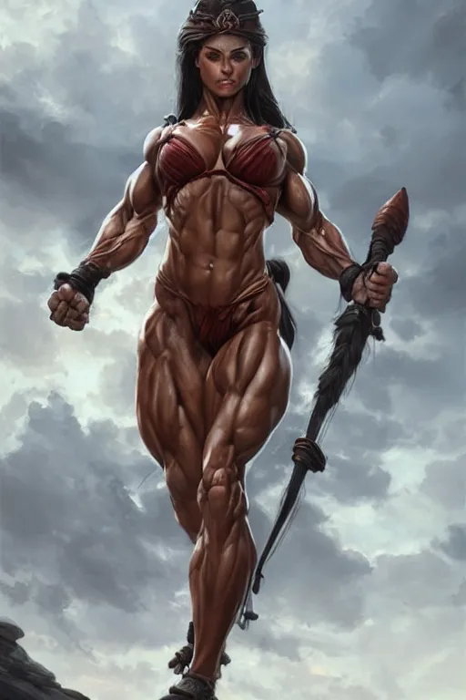 Prompt: goddess of war, accurate anatomy, Michelle Lewin body, only two hands, highly detailed, digital painting, artstation, concept art, smooth, sharp focus, illustration, Unreal Engine 5, 8K, art by artgerm and greg rutkowski and edgar maxence