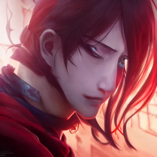 Image similar to portrait of flamethunder the thief, anime fantasy illustration by tomoyuki yamasaki, kyoto studio, madhouse, ufotable, square enix, cinematic lighting, trending on artstation