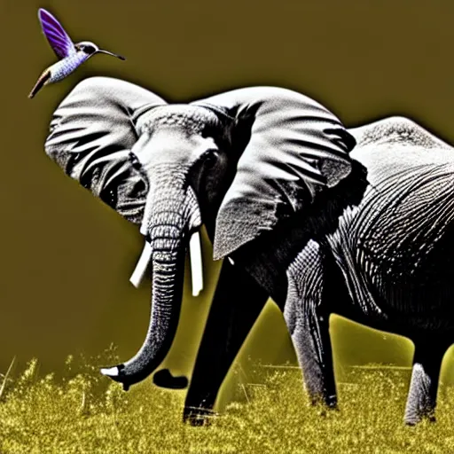 Image similar to a hummingbird - elephant - hybrid, animal photography