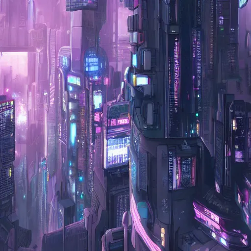 Image similar to highly detailed futuristic cyberpunk city, matte painting, from the anime film Ghost in the Shell, trending on pixiv