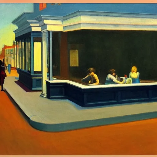 Image similar to painting of the end of the world in the style of Edward Hopper