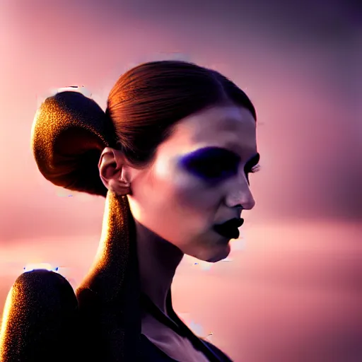 Image similar to photographic portrait of a stunningly beautiful gothic cyberpunk female in soft dreamy light at sunset, god rays, contemporary fashion shoot, by edward robert hughes, annie leibovitz and steve mccurry, david lazar, jimmy nelsson, breathtaking, 8 k resolution, extremely detailed, beautiful, establishing shot, artistic, hyperrealistic, beautiful face, octane render