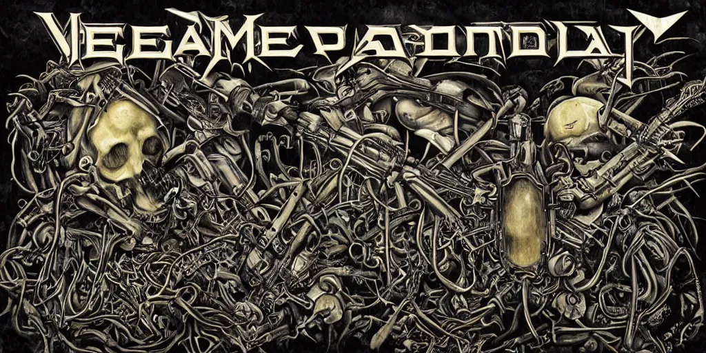 Prompt: megadeth album cover by pushead