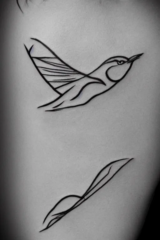 One line hummingbird tattoo located on the inner