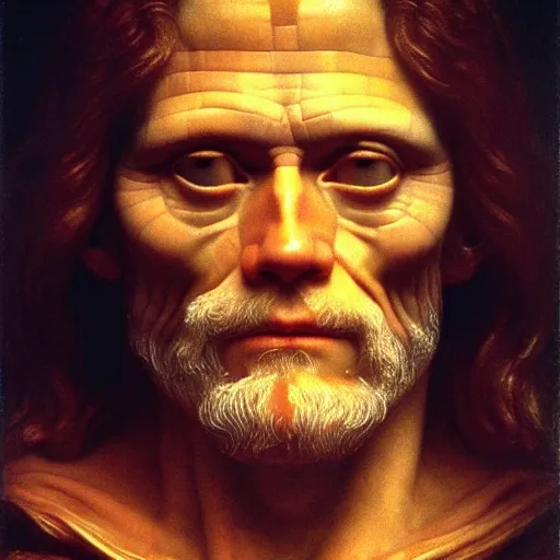 Prompt: Willem Dafoe as God, by Da Vinci and Michaelangelo, soft lighting, hyper detailed, 8k