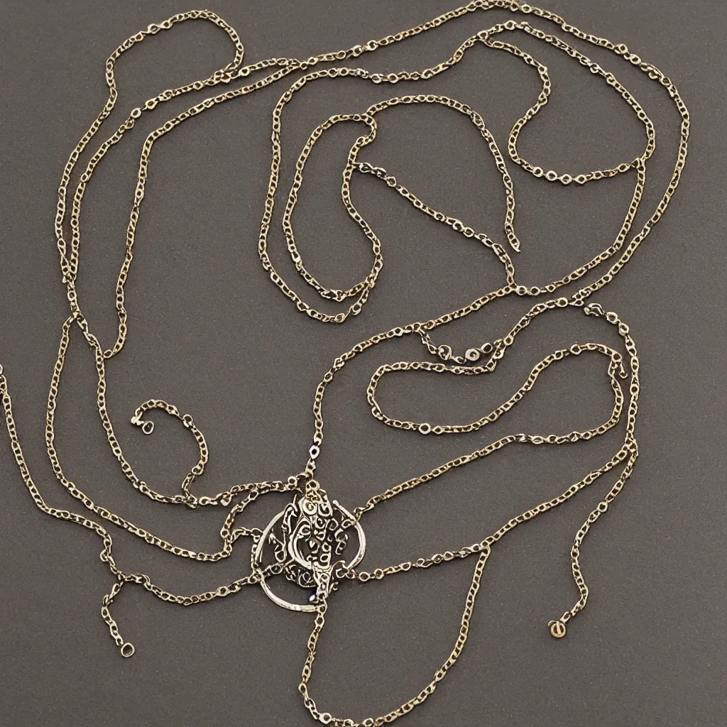 Prompt: necklace of nine divine, hyper realistic,