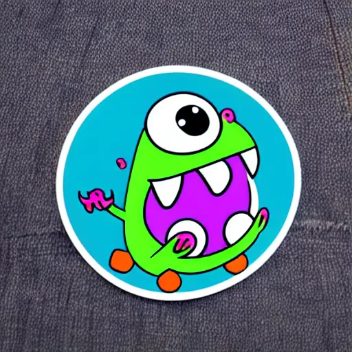 Image similar to cute monster skateboarding, sticker art, cronobreaker, beeple