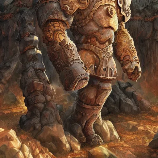 Image similar to A legion of giant sandstone golem, intricate, detailed, World of Warcraft concept art, award winning drawing, by Greg Ludkowski