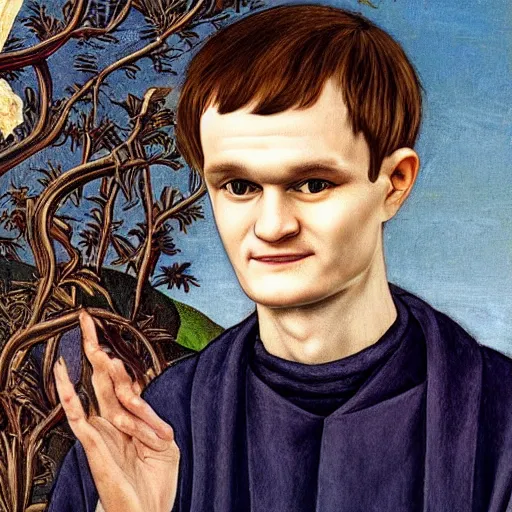 Prompt: portrait of vitalik buterin by botticelli