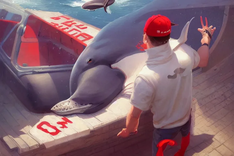 Image similar to a whale who loves patrick mahomes and the nfl by greg rutkowski, rossdraws, gil elvgren, enoch bolles, anime, very coherent