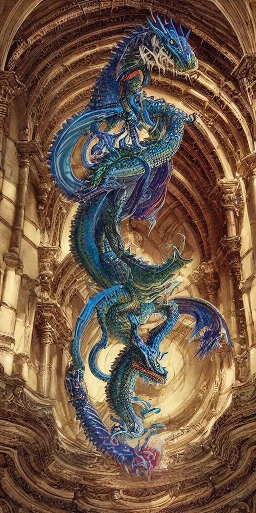 enormous colorful Ouroboros water dragon floating | Stable Diffusion ...