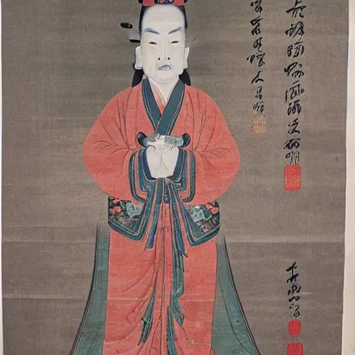 Prompt: the scroll painting of ancient Chinese figure,by Wudaozi