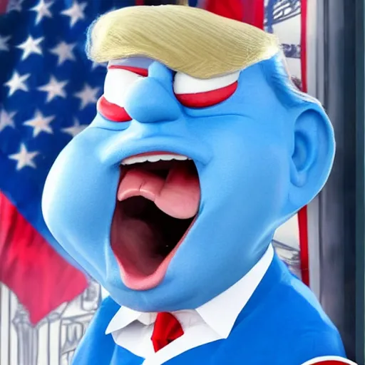 Image similar to donald trump as a smurf