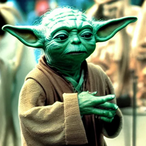 Image similar to yoda performing at woodstock