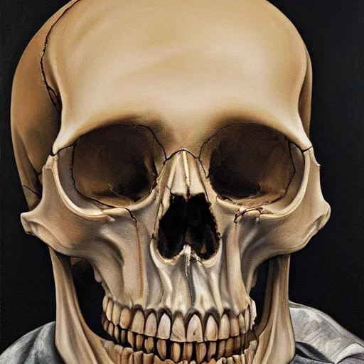 Image similar to high quality high detail painting by lucian freud, hd, portrait of a skull, photorealistic lighting