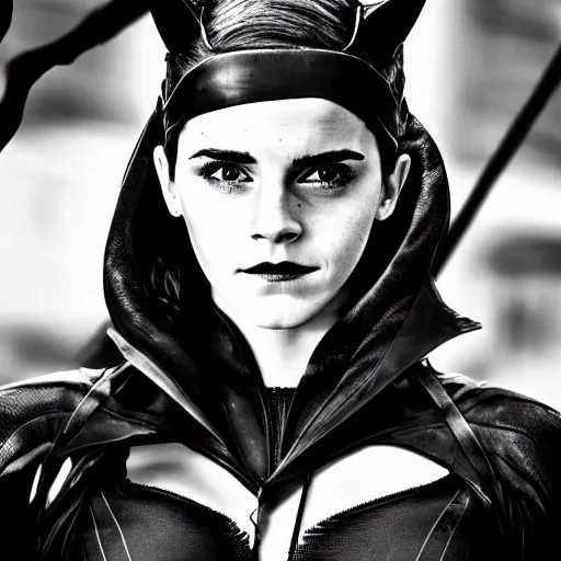 Image similar to Emma Watson as Catwoman, XF IQ4, iso, aperture, shutter, Adobe Lightroom, DxO Photolab, polarizing filter, Sense of Depth, AI enhanced, HDR, in-frame