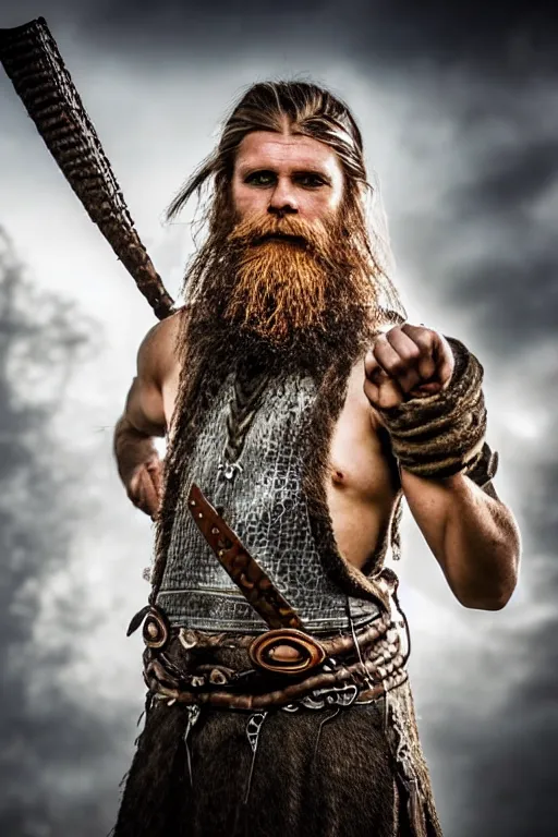 Image similar to old vintage full body photo of ancient viking warrior with full beard on the complex complex steam punk ancient antigravity engine during big viking event, extreme sports photography ,super high speed photography, dynamic photography,symmetrical face, clean face, muscular body, high speed,dirt and grawel in air, lens flares, dust partiles in the air, dramatic lighting, intricate, highly detailed, centered, smooth, sharp focus, sports photography, old photo, black and white, sepia, cinematic lighting, cinematic angle, national geographic