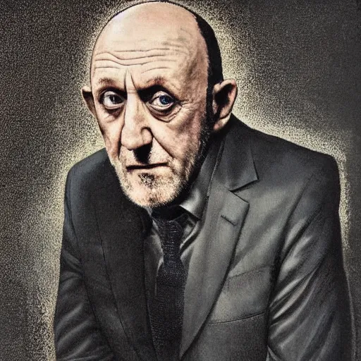 Prompt: jonathan banks, mike ehrmantraut, by banksy,