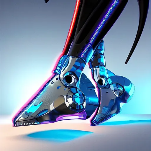 Image similar to futuristic cyber balenciaga sneakers, robot anatomy, highly detailed, 8 k, pbr, surreal, colorful, direct lighting, hyper realistic,