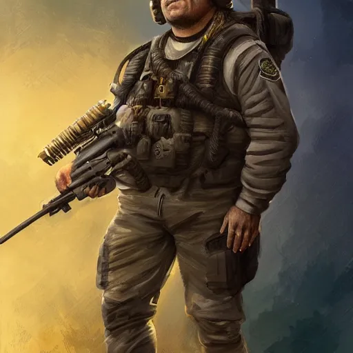 Prompt: Jack Black as a navy SEAL, high resolution fantasy concept art, intricate details, soft lighting