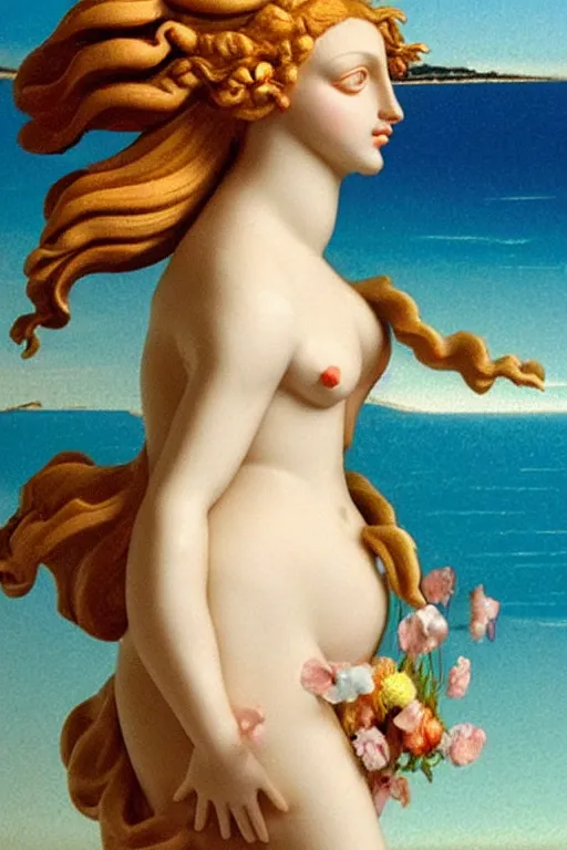 Image similar to beautiful portrait of a woman, the birth of venus collectable toy action figure