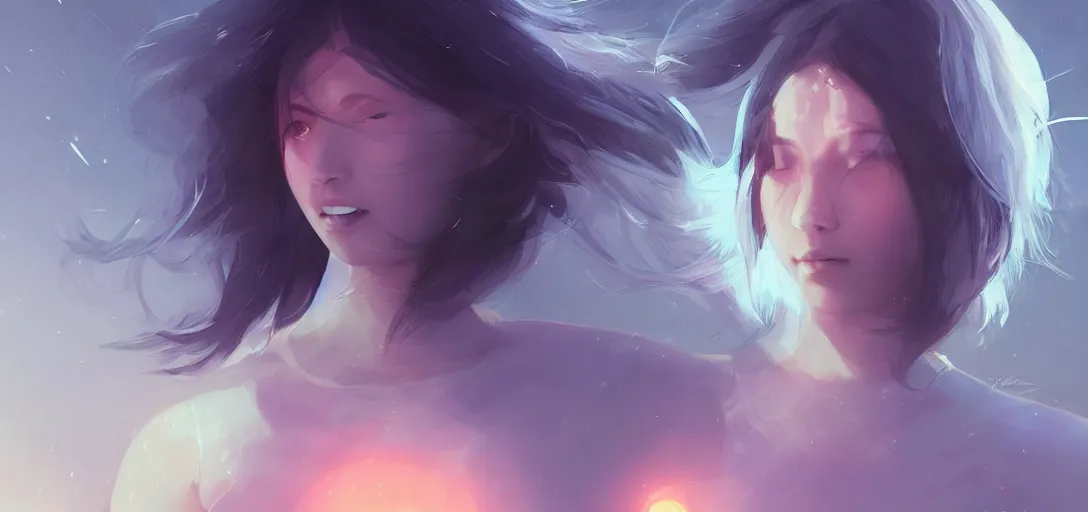 Prompt: Young Himalayan woman floating psychically confused | night time scene, plain walls |light hearted, white eyes, long messy hair | gentle lighting, futuristic, dim lighting, digital art by Makoto Shinkai ilya kuvshinov and Wojtek Fus, digital art, concept art,