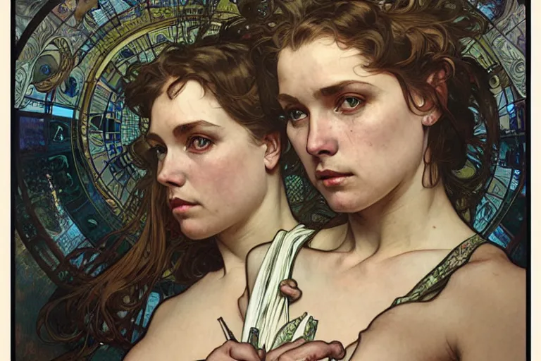 Prompt: hyper realistic portrait of british singer songwriter, by lee bermejo, alphonse mucha and greg rutkowski