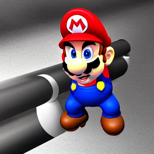 Prompt: Mario got stuck in a pipe