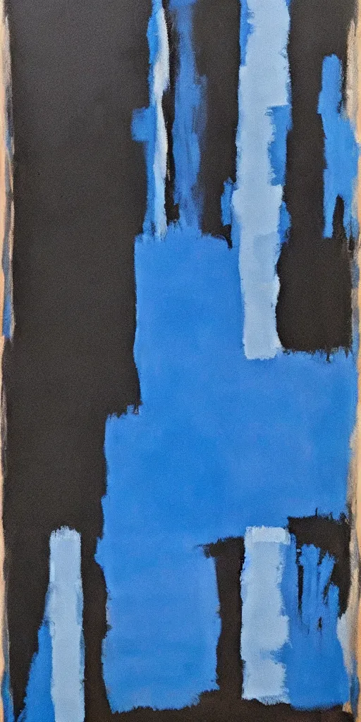 Image similar to painting, black and blue, in the style of mark rothko