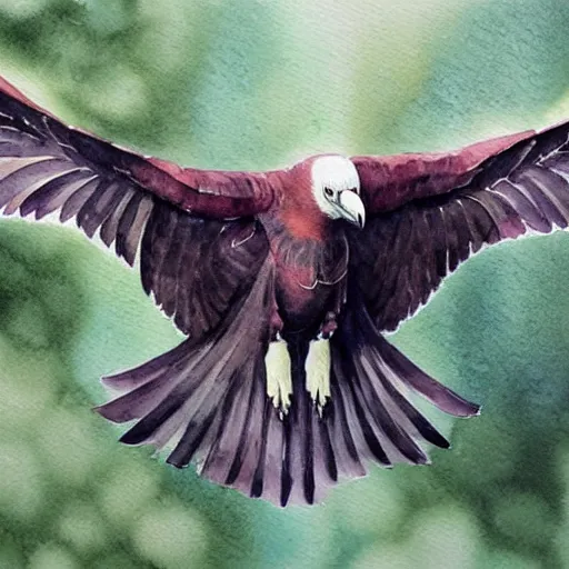 Image similar to watercolor painting of vulture, very very very very very beautiful nature art, masterpiece, realistic and detailed