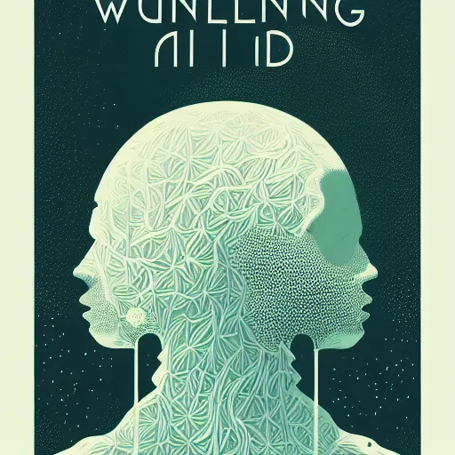 Image similar to a wandering mind, logo, simple white background victo ngai, kilian eng