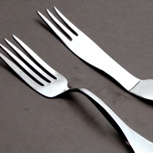 Prompt: fork made of steam, fork made of crimson metal