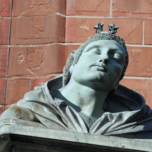 Image similar to statue of libertys head with crown is broken off