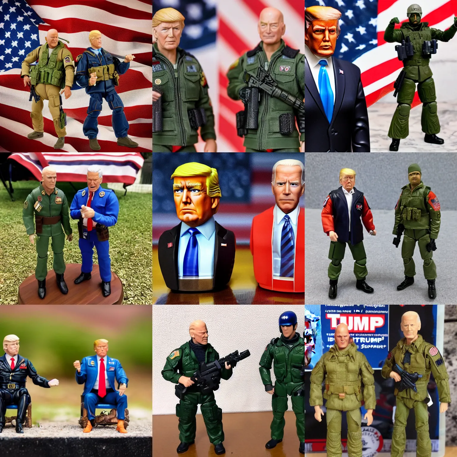 Prompt: trump and biden as gi joe action figures