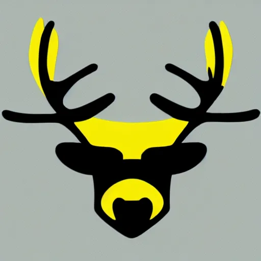Image similar to a yellow moose logo, looking to the side, maple leaf antler, logo