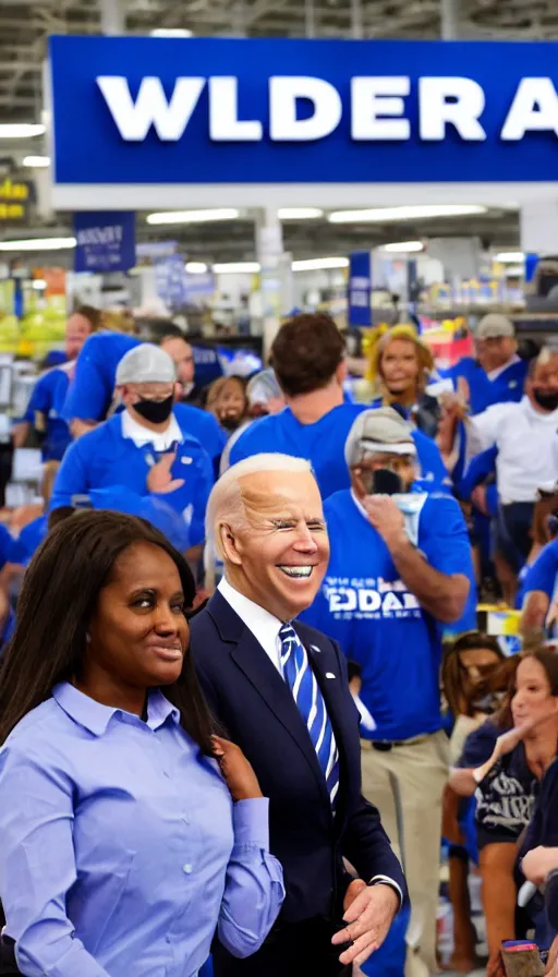 Image similar to joe biden walmart employee, detailed facial expression, cinema still