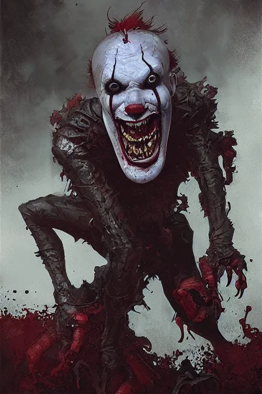 Prompt: a realistic painting of a terrifying+pennywise venom concept art by greg rutkowski, Craig Mullins, Todd McFarlane