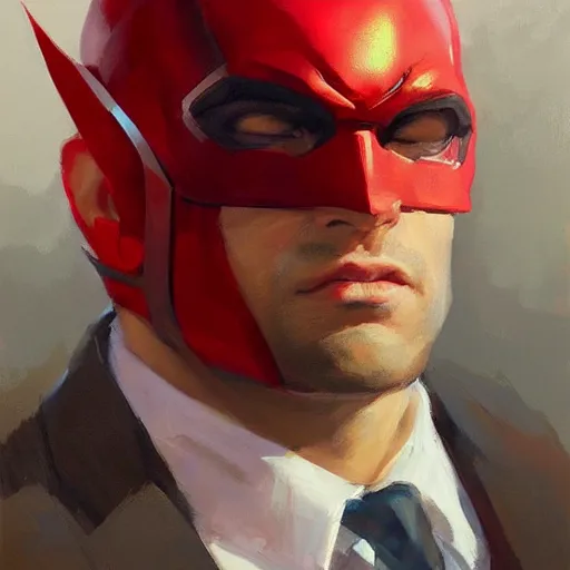 Image similar to greg manchess portrait painting of daredevil, medium shot, asymmetrical, profile picture, organic painting, sunny day, matte painting, bold shapes, hard edges, street art, trending on artstation, by huang guangjian and gil elvgren and sachin teng