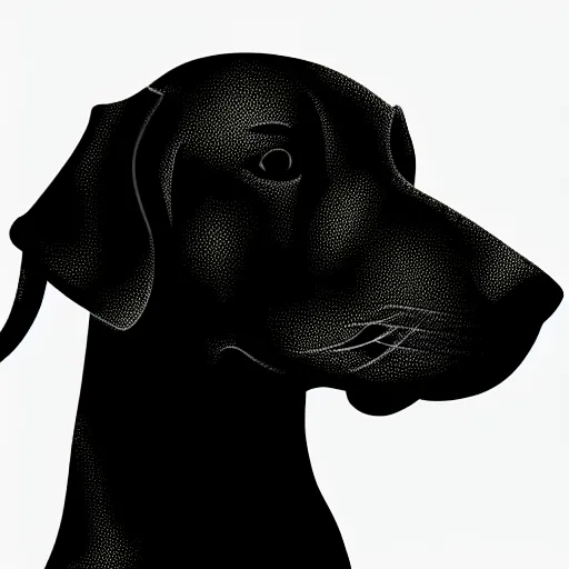 Image similar to flat single tone black vector silhouette of a dog, pure white background, 4 k resolution