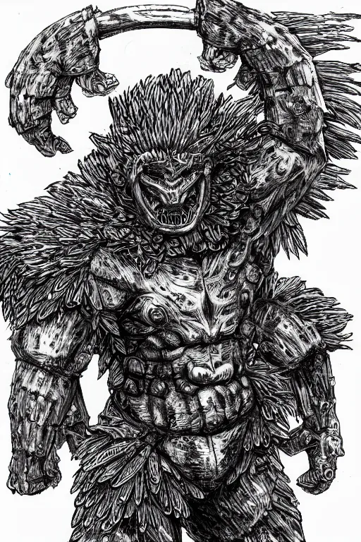 Image similar to armoured warrior humanoid ape monster, symmetrical, highly detailed, digital art, dandelion themed armour, sharp focus, trending on art station, kentaro miura manga art style