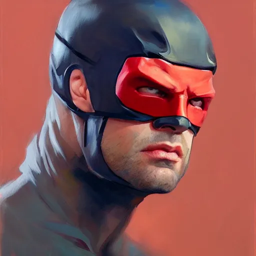 Prompt: greg manchess portrait painting of daredevil, medium shot, asymmetrical, profile picture, organic painting, sunny day, matte painting, bold shapes, hard edges, street art, trending on artstation, by huang guangjian and gil elvgren and sachin teng