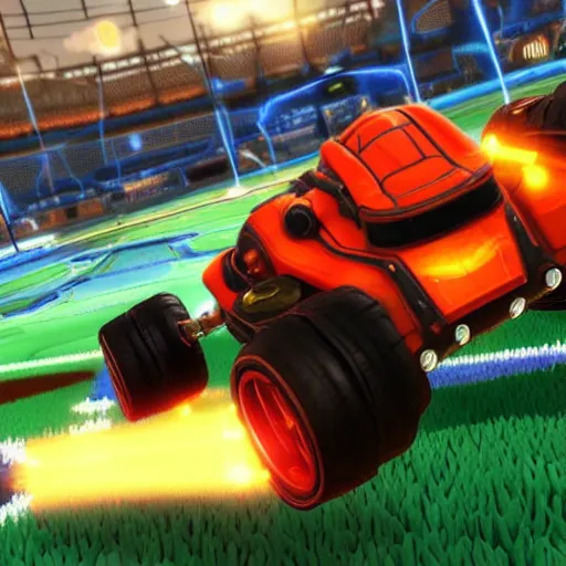 Image similar to a tank in rocket league, high resolution, high details, teaser trailer footage